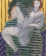 Woman in an Armchair Blue and Yellow Background (mk35) Henri Matisse
